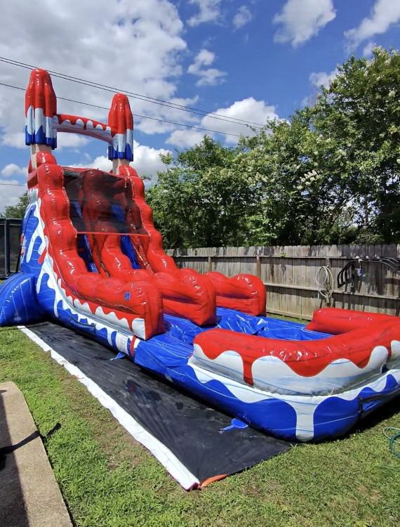 Red White & Cool 18ft Single Lane Waterslide