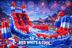 Red White & Cool 18ft Single Lane Waterslide