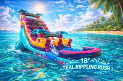 Teal Rippling Rush 18ft Single Lane Waterslide